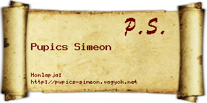 Pupics Simeon névjegykártya